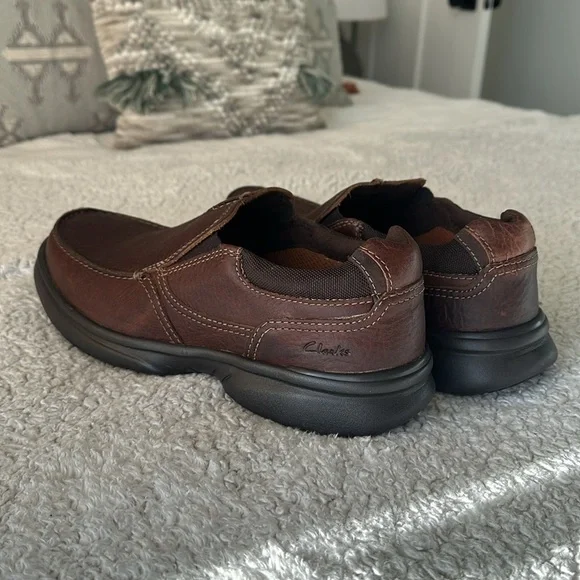 Clarks Collection Men's 9.5 Bradley Free Slip On Comfort Loafers Brown Leather - Picture 4 of 14